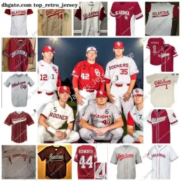 College Baseball Wears NCAA Oklahoma OU Stitched College Baseball Jersey 21 Brady Harlan 16 Hudson Polk 2 Trent Brown 39 Braxton Bohrofen Ja