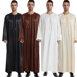 Etnik Giyim Suudi Arapça Erkekler Robi Fermuar Ön Maksi Elbise Ramazan Eid İslam Müslüman Erkekler Abayas Abaya Kaftan Dubai Jubba Thobe