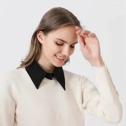 Laço amarra preto colarinho branco preto para mulheres camisa suéter destacável falsa lapela blusa falsa de ne da calça colwares homens homens