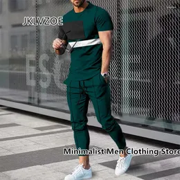 Tute da uomo Summer Sportswear Suit Sumpwear Shold Color Short Short Shirt Pants Long Set Set da uomo Trend di binari in 3D Casual Trend Oversized