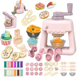 Máquina de macarrão de argila colorida infantil DIY Play Fools Ferramentas de sorvete Kits de molde de plasticina Toys de lodo para crianças Presente de aniversário 231221