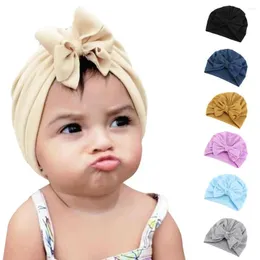 Berets Cute Solid Color Cotton Blend Baby Turban Bowkont Hat Beanie Cap Headwear Infant Toddler Birthday Gift Po Props