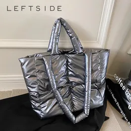 Leftside Fashion Leather Big مبطنة للنساء 2023 حقائب اليد المصممة أكياس الكتف الفاخرة أسفل كيس اليد القطن 231221