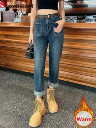 Vinter sammet fodrad baggy jeans harem byxor vintage hög midja tjock vaqueros pantalones streetwear varm plysch denim spodnie 231221