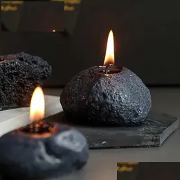 Candle perfumada Mini Velas de forma de pedra molde a geometria preta Fragância
