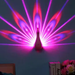 الإضاءة DHL Peacock LED LEG Light Projector USB شحن جهاز التحكم عن بُعد LED Color Bedroom Decoration Peacock Pattern Projector Bedside L