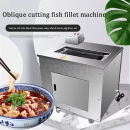 市販の中国のキャベツ沸騰した魚ブラックフィッシュスライサー斜め魚のスライシングマシン