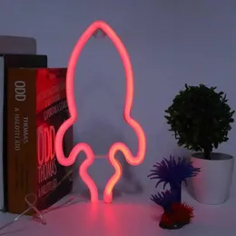 Nachtlichter Neonlampe Innovative Raketenform LED Schild Baby Zimmer Weihnachten Hochzeitsfeier 2968