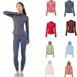 Yoga Fitness -Outfit Llulemen Damen Designerjacke Neue Mode und Freizeit mit gesticktem Logo Sport Outfit Solid Color Ständer Kragen Schnell trocken