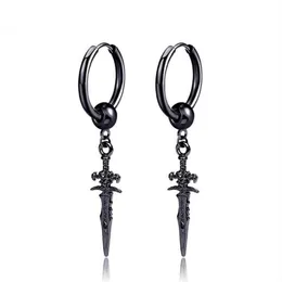 stud retro Black Cool Sword Cross Accings Percings for Women Men شخصية غير مثقبة مجوهرات Punk Fake Funk1343n