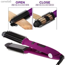 Haare Curlers Glättere 3 in 1 Haarglätter Haar Locken Haare Kamm flachem Eisen Multifunktionales Haar Crimper Pinsel Curling Iron Looper Haarstylesl231222