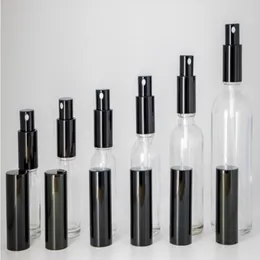 卸売ロットクリアガラススプレーボトル10ml 15ml 20ml 30ml 50ml 100mlポータブル補充可能なボトルと香水アトマイザーブラックキャップuxqms