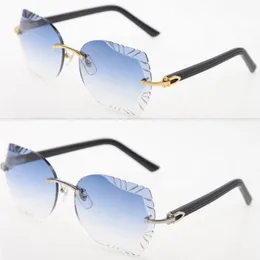 Felgenlose geschnitzte Linsenplaidplänen Sonnenbrille Männliche und weibliche neue Brille Unisex Sonnenbrillen Katzen Augenieh Mode Accessoires 246H