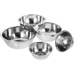 Geschirrsets 5 PCs Bowl Mehrzweckbecken mit Skala Salatschalen Edelstahl groß zum Mischen