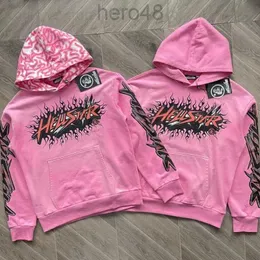 Herrtröjor tröjor hellstar dios hjärntvättad hoodie med hjärnan män kvinnor 1 toppkvalitet rosa tvättade överdimensionerade tröjor T231117 MX05