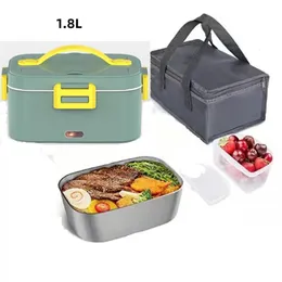 2 In 1 Electric Heating Lunch Box 220/110V Portable Stainless Steel Liner Bento Lunchbox Food Container Heater Bento Boxes 231221