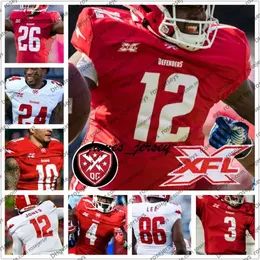 ジャムカスタムDCディフェンダー4 Eli Rogers 12 Cardale Jones 19 Malachi Dupre 20 Olsen Men Youth Kid 2020 XFLフットボールジャージ4xl