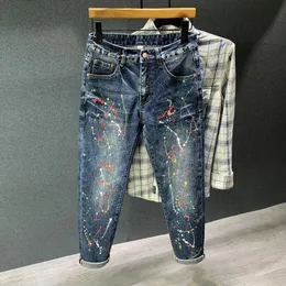 2019 Sonbahar Yeni Retro Jeans Erkekler Boya Moda Sokağı Giyim Boya Dot Grafiti Hip Hop Trend Erkek Kotlar 231222