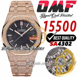 OMF 15500 SA4302 Automatico orologio da uomo automatico 41 mm Glassato Gold Gold Black Segnali di quadrante testuzzato Bracciale in acciaio inossidabile Super Edition TrustyTime001WristWatches