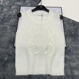 Kvinnors tröjor Designer Knitting Pullover Relief Letters Sticked Sleeveless Tree