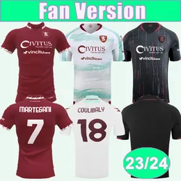 23 24 SALERNITANA MENES 축구 유니폼 FAZIO CABRAL COULIBALY Boheim Bohinen Martegani 홈 레드 어웨이 3 번째 축구 셔츠 성인 짧은 슬리브