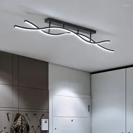 Światła sufitowe 2 Światło Nowoczesny zakrzywiony design aluminiowy pasek LED żyrandol przyciemniony LUSTER salon pilot lampa sterowania Czarna
