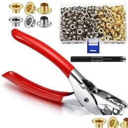 Professional Hand Tool Sets 502 Pieces 1/4 Inch Grommet Eyelet Plier Set Hole Punch Pliers Kit With 500 Metal Eyelets Drop Delivery Au Dh24N