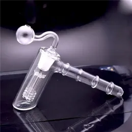 18 mm glas hammare bong vattenrör med 6 filterrör tjock pyrex mini honungskakbongs mini handvattenrör med oljebrännare rör 1 st ll