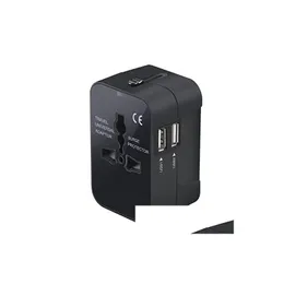 Andere Home Garden Travel Adapte Converter Worldwide All in One Wall AC Power Plug -Adapter -Ladegerät mit zwei USB -Ladeanschlüssen Drop de DHVFC