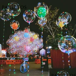 Inne świąteczne zapasy imprezowe przezroczyste PVC Bubble balony LED Bobo Clear Hel bez lekkich globos urodzinowy wystrój ślubny val dhgps