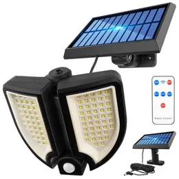 Lights 90led Solar Wall Lamp Датчик движения водонепроницаемые светодиодные светодиодные светодиодные садовые садовые лампы с дистанционным управлением.