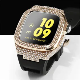 Casos AP Mod Kit Bling Diamond Case para Apple Watch Series 8 7 6 5 4 Se Soft Silicone Band 44mm 45mm