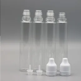 Caneta 30ml Pet Long Garrafá Longo garrafas de forma de caneta transparente 1oz para líquido E com tampa de tampa à prova de crianças qvpis