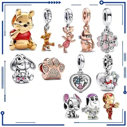 925 Silver 2022 Autumn New Little Bear Tigger CARRM DE COLEÇÃO DE MEDIRO FEMÁRIO ADEQUADO PARA PAN FREVE