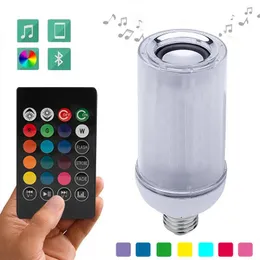 Bulbs Music LED Bulb Light E27 Dimming Bluetooth Speaker RGB Flame Effect Lamp With 24 keys Remote Control