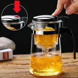 Hitzebeständige Glas -Tee -Töpfe Chinesische Teebeche Hochwertige Kung Fu Set Kessel Kaffeekanne bequeme Büro -Dropship 231221