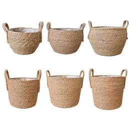 Pots Panier de rangement en Rotin、Panier en Osier d'Herbe de de Mer、Pot de Fleurs、Pour lelinge Sale、livraison directe 210615