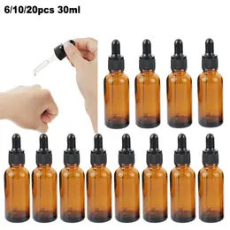 61020pcs 30ml Empty Dropper Bottle Glass Refillable Perfume Container With Pipette For Essential Oil Cosmetic Bottles 231222