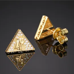 Allergisk gratis passerad diamanttest högkvalitativ designer D färg moissanite diamant triangel örhängen för män kvinnor unisex smycken