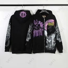 Мужская дизайнерская куртка с капюшоном Zip Up Hoodie Графические толстовки американская высокая улица Хипстер Винтажный религиозный персонаж.