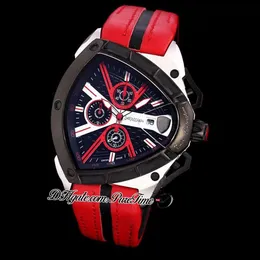 2021 New Tonino Sports Car Cattle Swiss Quartz Chronograph Mens Watch Two Tone PVD Black Dial Dynamic Sports Red Leather Puretime 239N