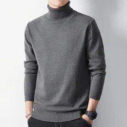 Herrtröjor High Turtleneck Knitwear Sweater Winter Mock Neck Sweatshirts Solid Color Pullover Top Warm Man Brand Casual Men Clothing A2