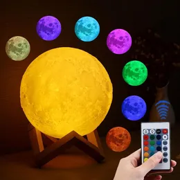 LED Moon Light Remote Control USB Holiday Sleep Recheble Creative Dream Table Night Lamp Colorful Touch Decor Bedroom Gift240T