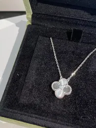 silver luxury laser clover designer pendant necklaces women brand flower christmas limited edition cz zircon diamond chain choker elegant necklace jewelry