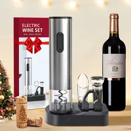 Elektryczne otwieracz do wina ze stali nierdzewnej automatyczne otwieracze korkociągów do czerwonej folii z zestawem butelek świątecznych 231221