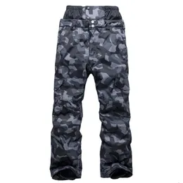 Calça de esqui masculina camuflage snowboard de snowboard de inverno adulto de inverno ao ar livre à prova d'água que aquece mais calça espessa 231221