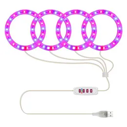 4 Angel Rings LED Grow Light Full Spectrum Plant Lamp For Indoor Seedling Succulents and Bloom Sunlight Pink Red Blue197T