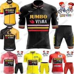 مجموعات ركوب الدراجات جيرسي مجموعات الأطفال Jumbo Visma Trilogy Cycling Jersey