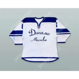 Custom Denis Denisov 6 Dynamo Moscow Jersey White Hockey New Top Ed S-M-L-XL-XXL-3XL-4xl-5xl-6xl