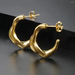 Stiftohrringe Einfache Hammermuster unregelmäßiger C-förmiger Edelstahl Geometrische Mode für Frauen Juwelierparty Geschenke